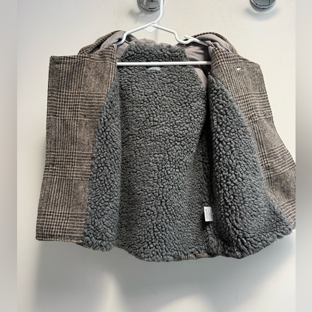 TOCOTO VINTAGE Kids Brown and Gray Plaid Coat with Bunny Ears Hood - size 2T - Picture 6 of 10